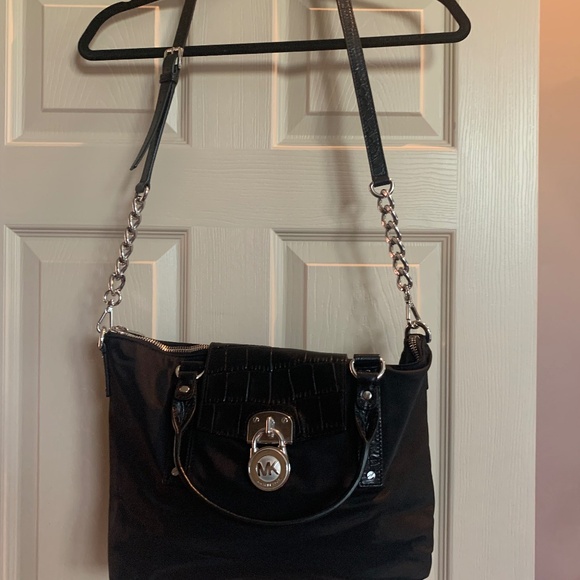 Michael Kors Black Nylon/Leather Satchel/Shoulder Handbag - Picture 1 of 11